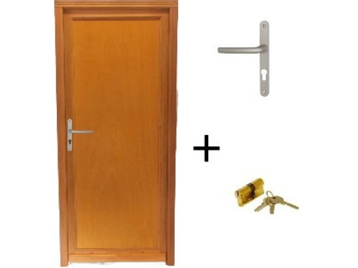 Porte De Service Bois Pleine Armagos, H,200xl,80 Côte Tableau, P.droit, Poignée, Barillet Gd Menuiseries