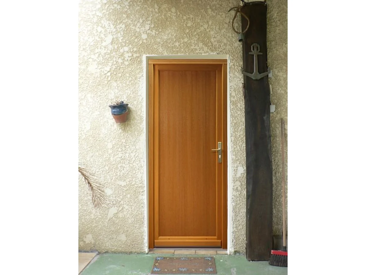 Porte De Service Bois Pleine Armagos, H,200xl,90 P,gauche + Poignee Et Barillet Cotes (ref 01245f924) Tableau Gd Menuiseries