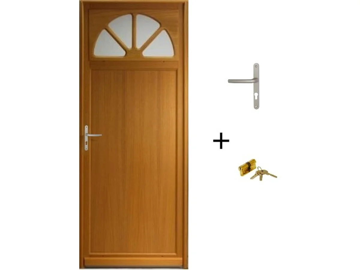 Porte De Service Bois Vitrée Pixos, H,200xl,80 Côte Tableau, P.droit, Poignée, Barillet Gd Menuiseries