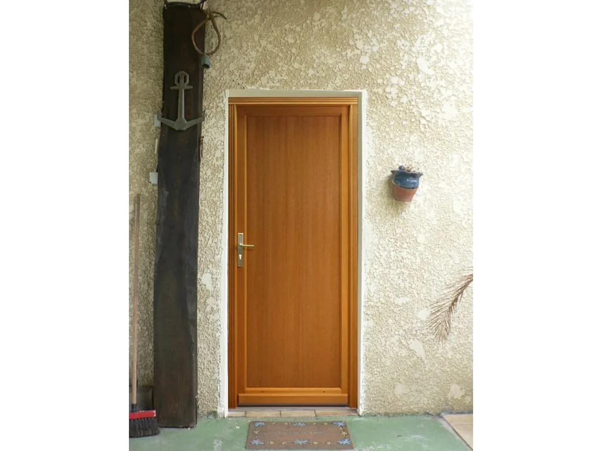 Porte De Service Bois Pleine Armagos, H,200xl,90 P, Droit + Poignee Et Barillet Cotes(ref 01245f924) Tableau Gd Menuiseries