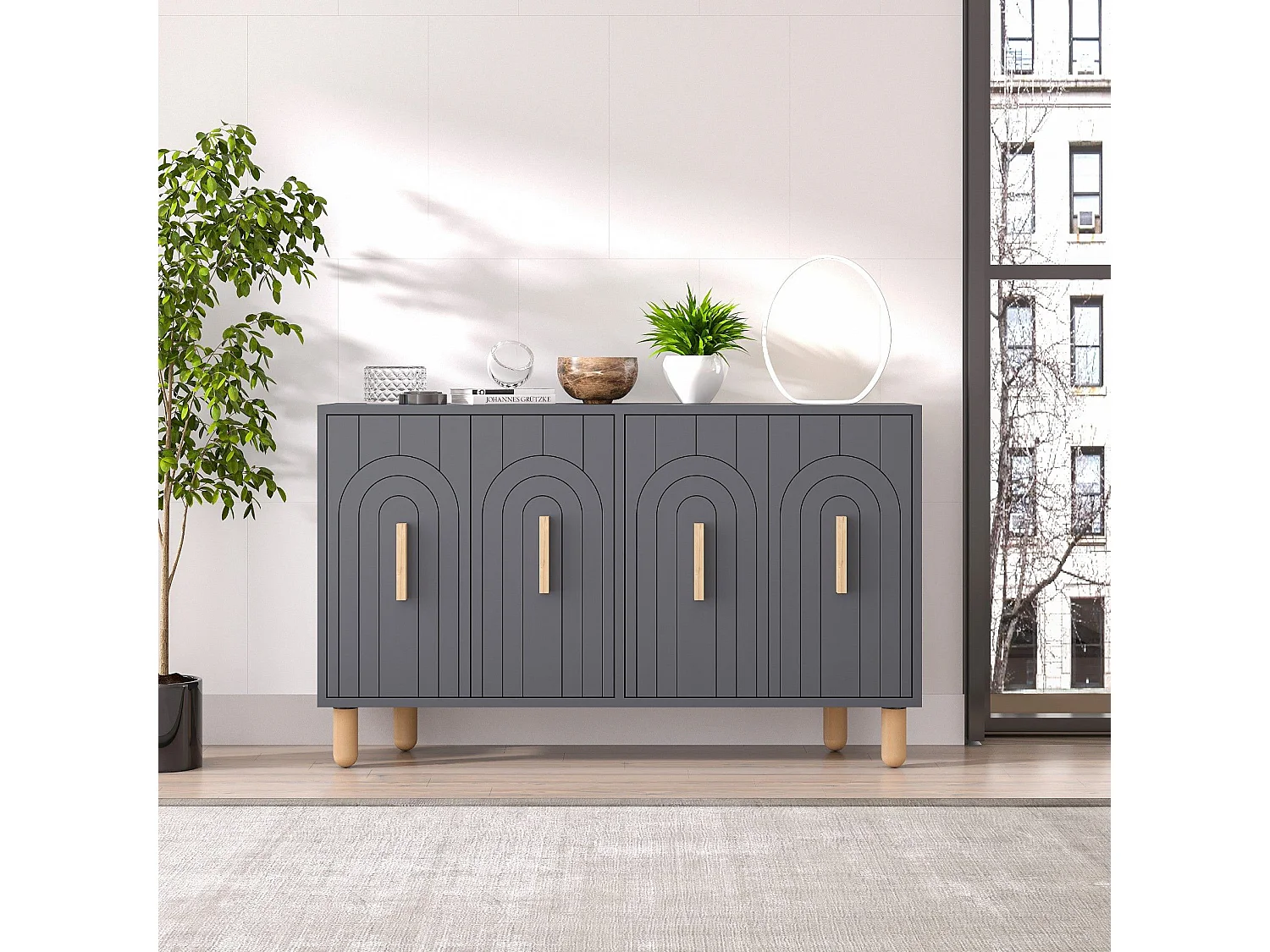 Buffet design 4 portes battantes Stivi L120cm Anthracite