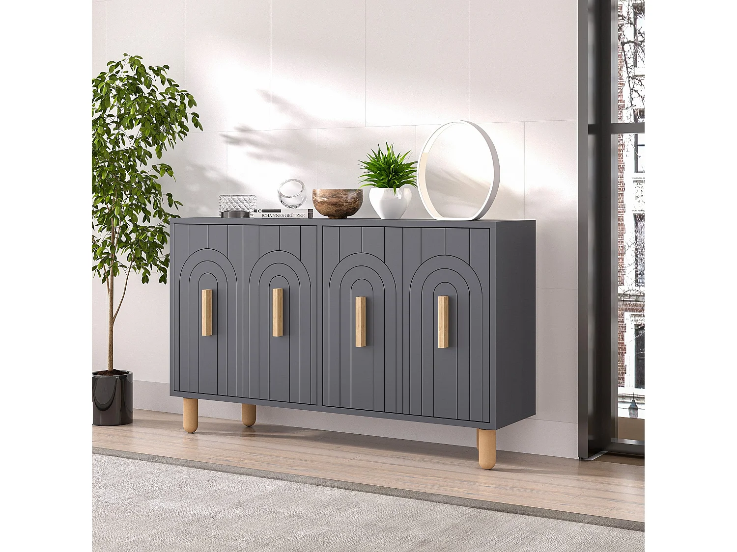 Buffet design 4 portes battantes Stivi L120cm Anthracite