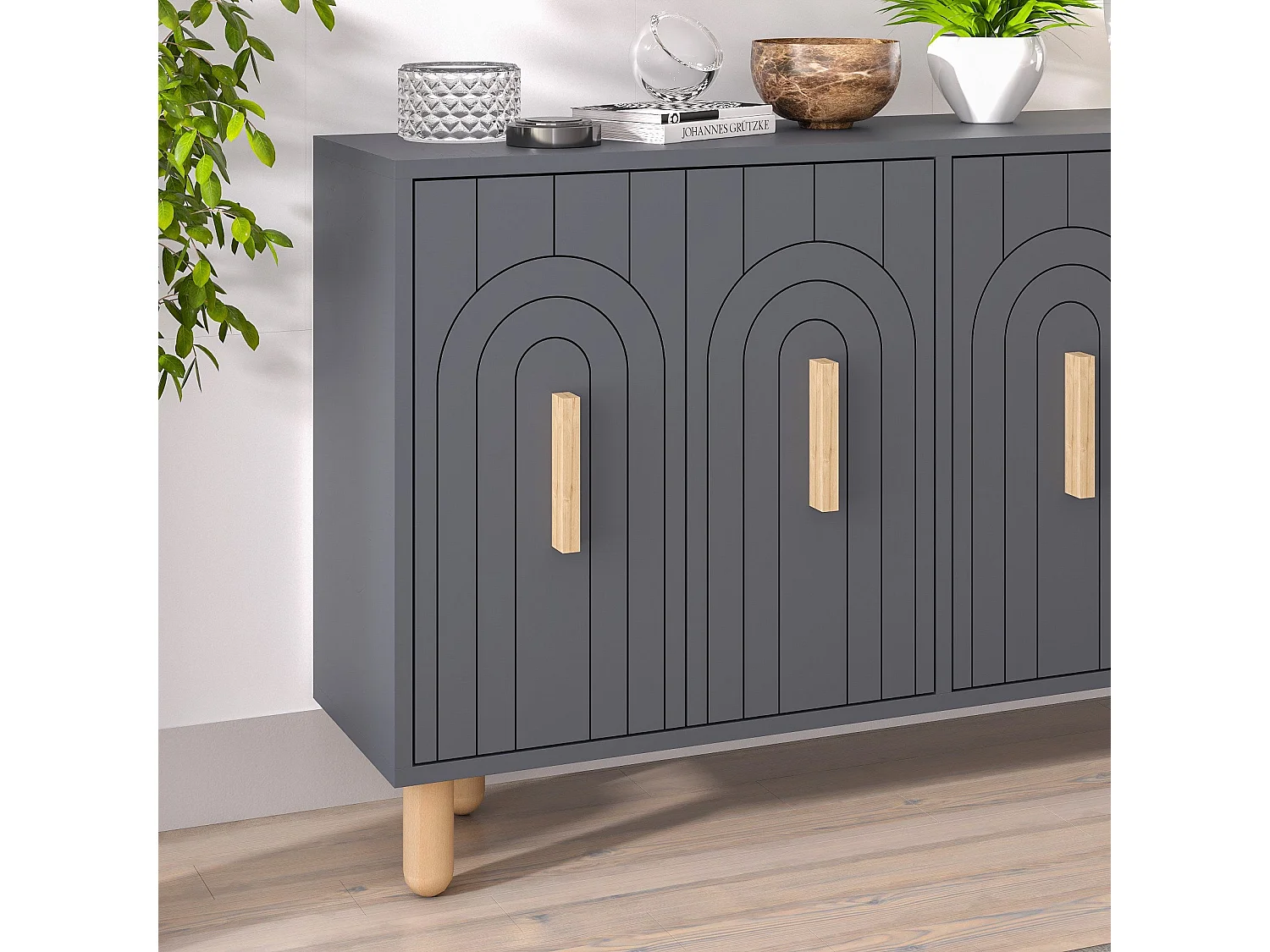 Aparador – 120 cm – Antracite – Painel de partículas com revestimento a melamina