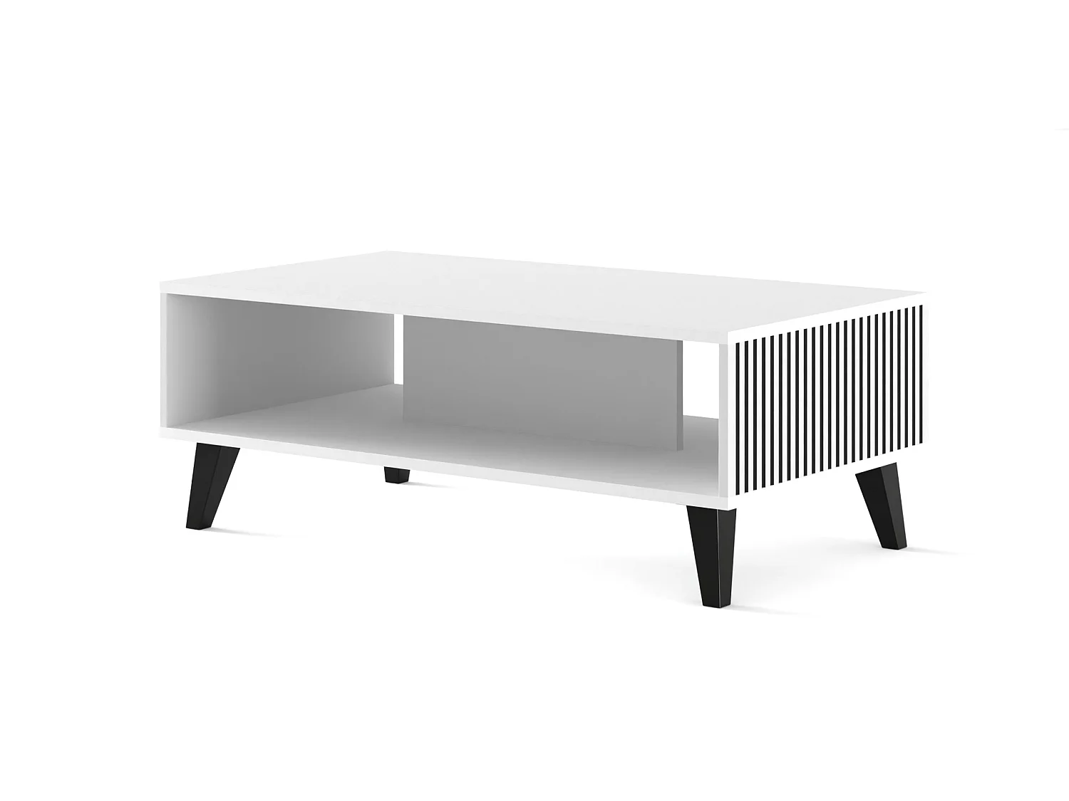 Couchtisch Ravenna B 90x60 cm mattweiß, schwarze Beine