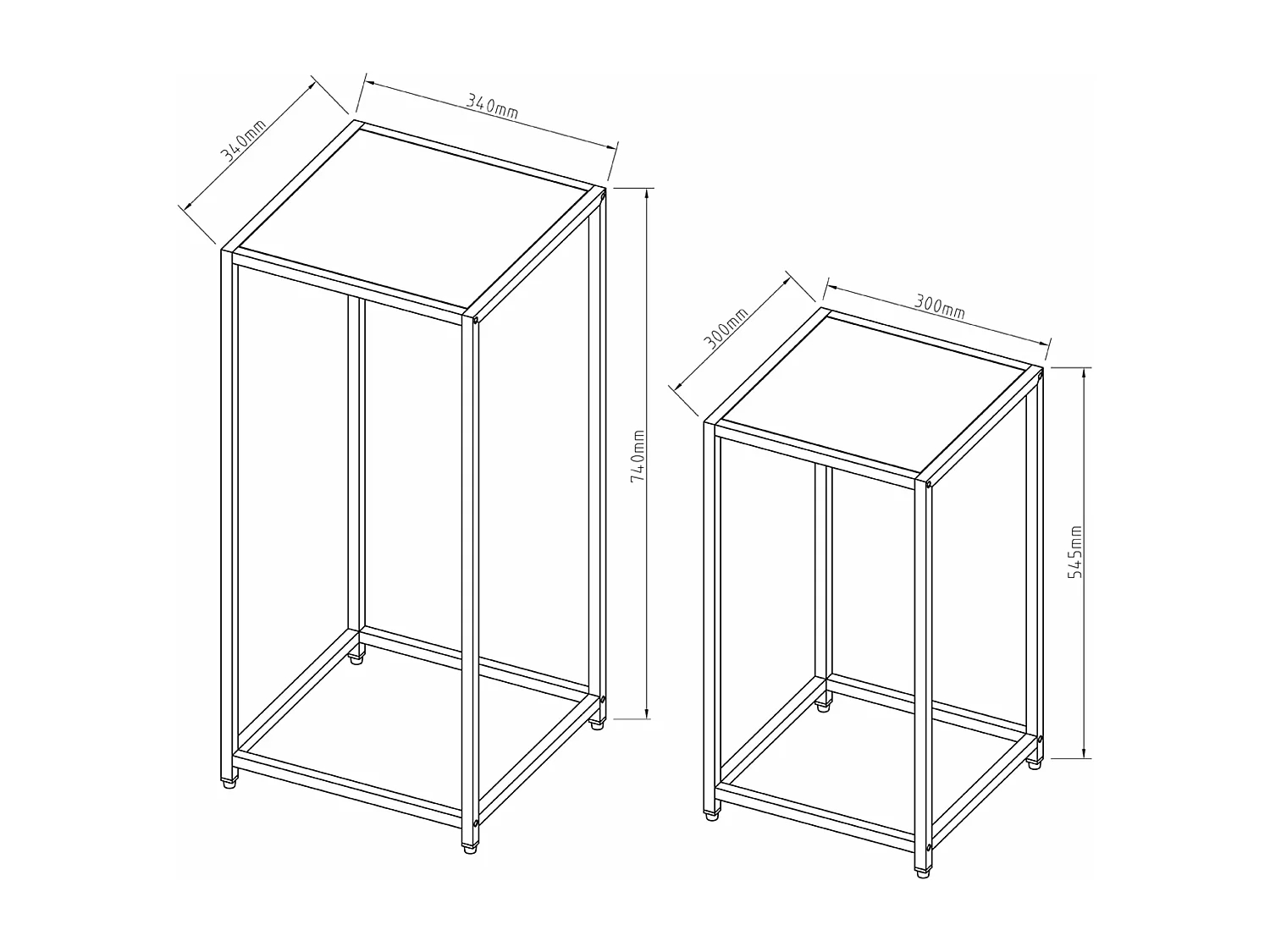 Set de 2 tables d'appoint Åseral de tailles différentes acier blanc [en.casa]