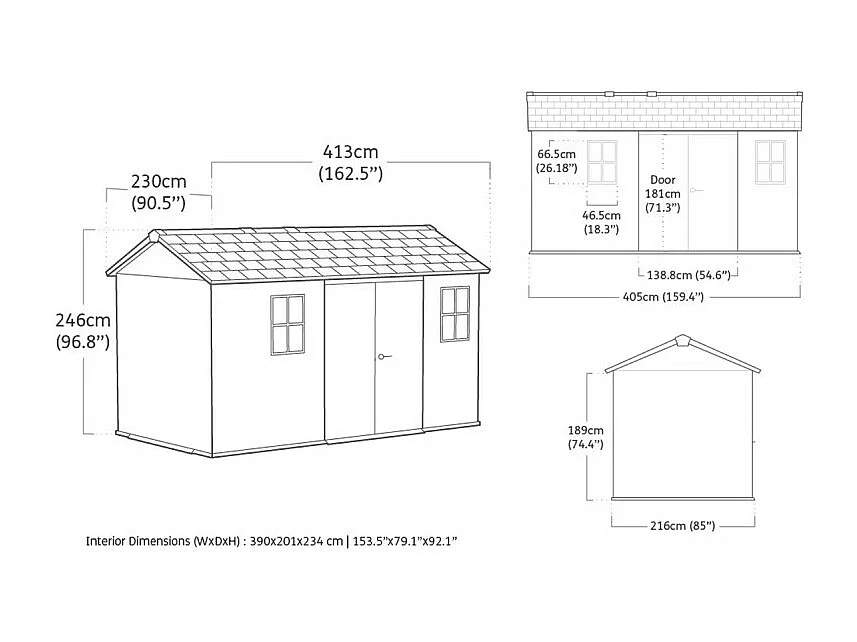 Casetta da giardino NEWTON PLUS 1375 - 8,6 m² - Grigio