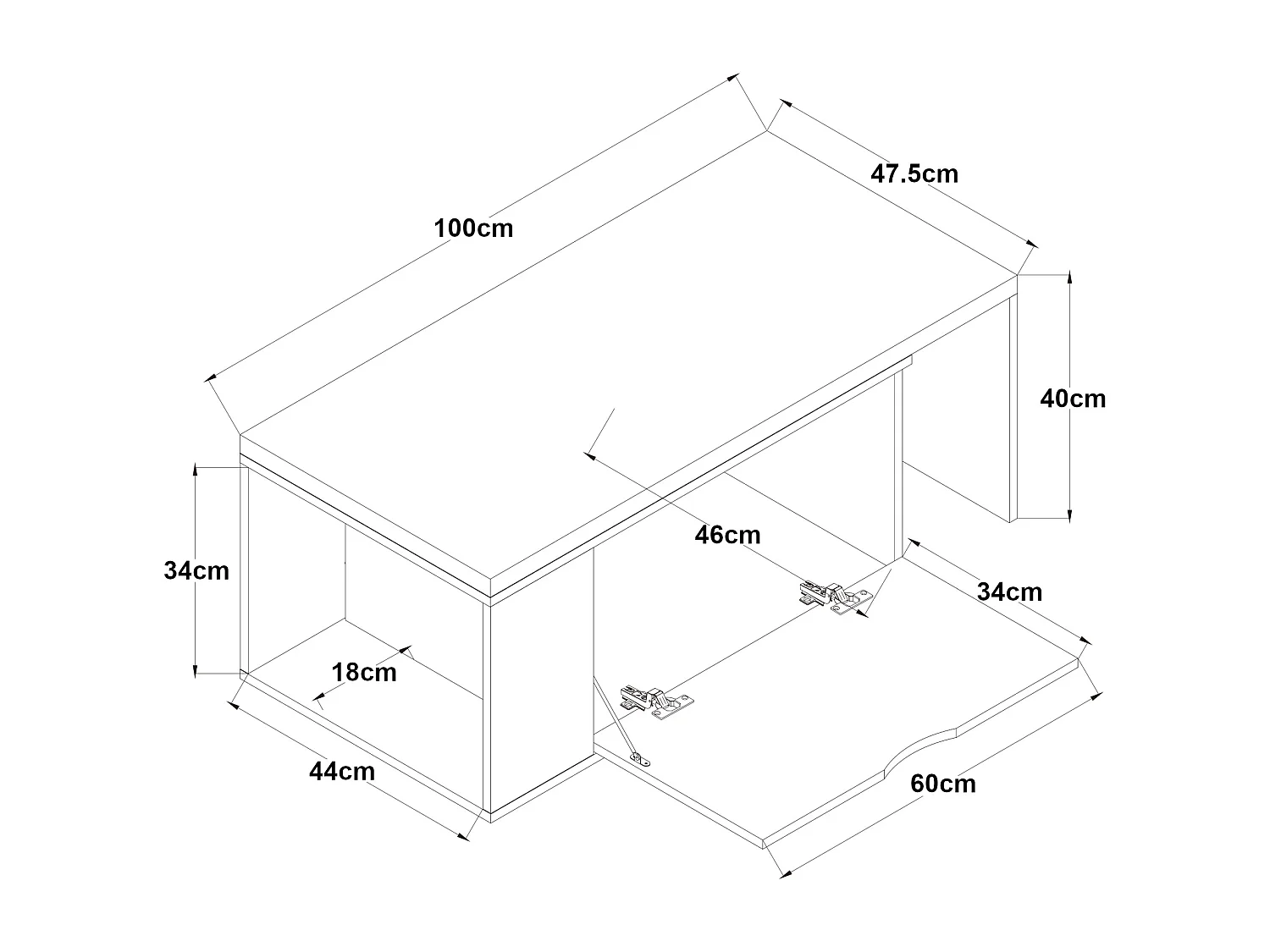 Table d'appoint Österåker 100 x 48 x 40 cm effet bois blanc [en.casa]