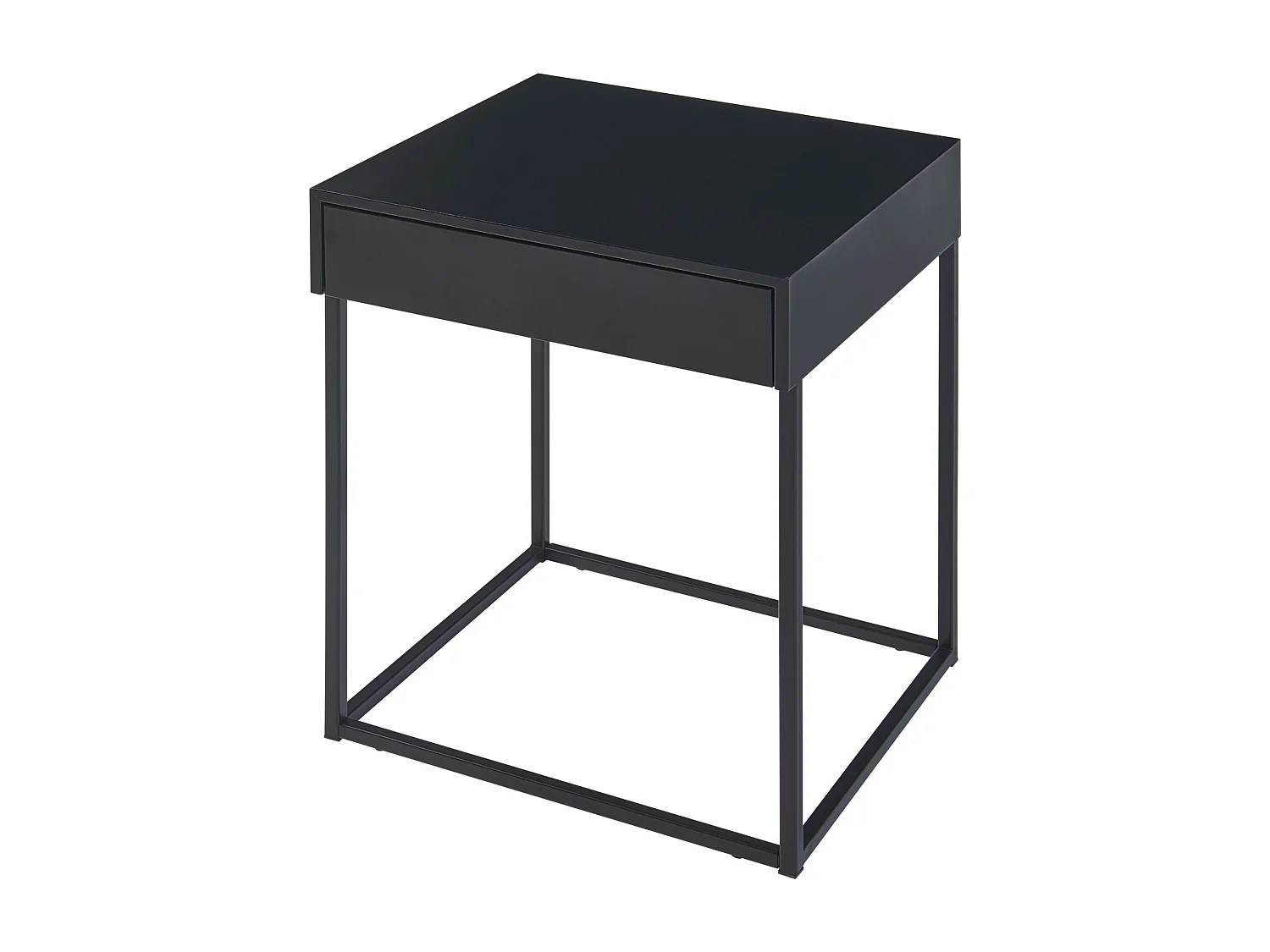 Table d'appoint Rautjärvi avec tiroir acier 50 x 43 x 41 cm noir mat [en.casa]