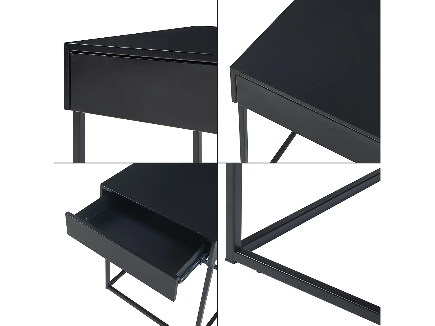 Table d'appoint Rautjärvi avec tiroir acier 50 x 43 x 41 cm noir mat [en.casa]