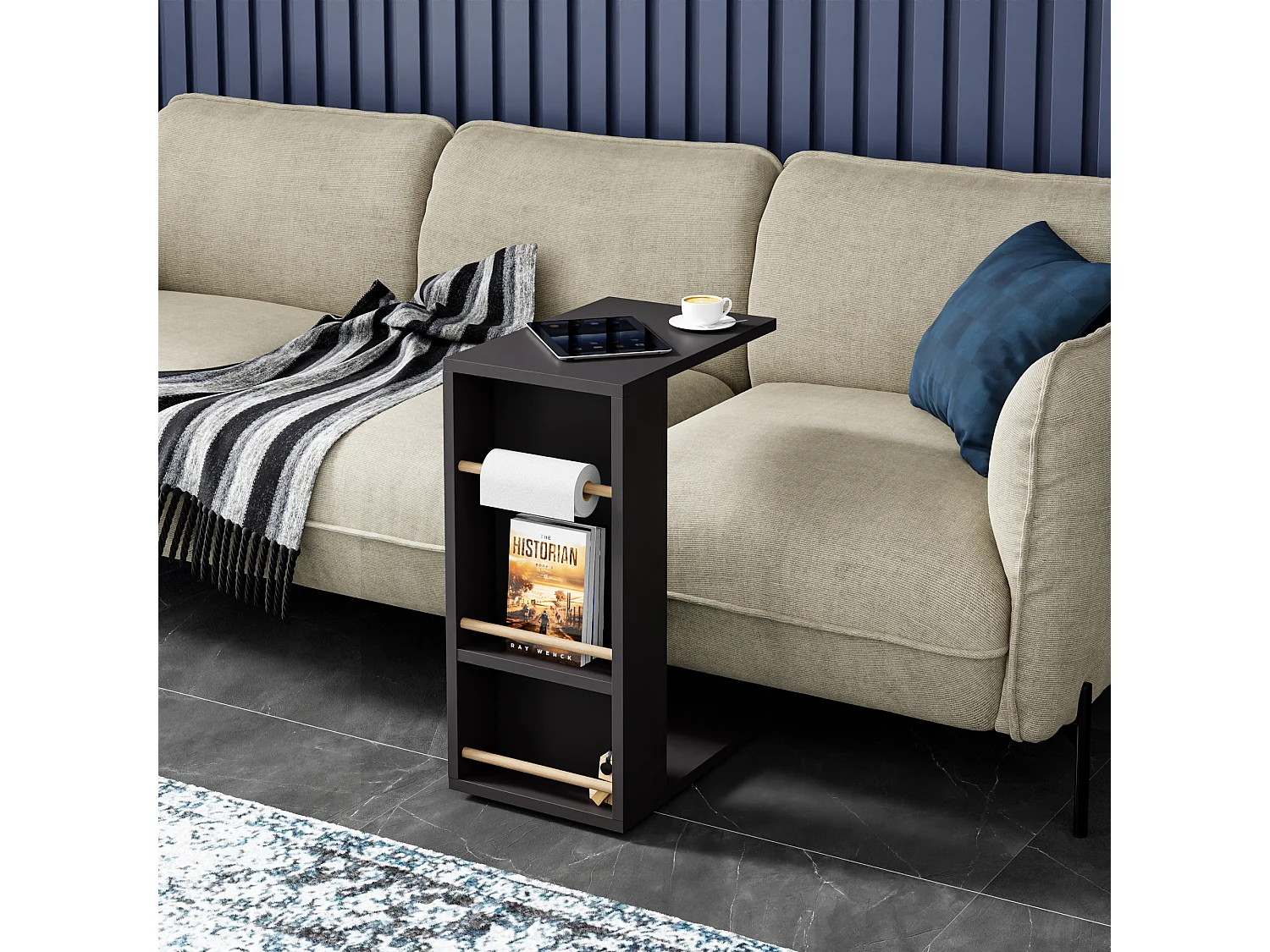 Table d'appoint Siikainen pour ordinateur portable 44 x 29 x 65 cm noir [en.casa]