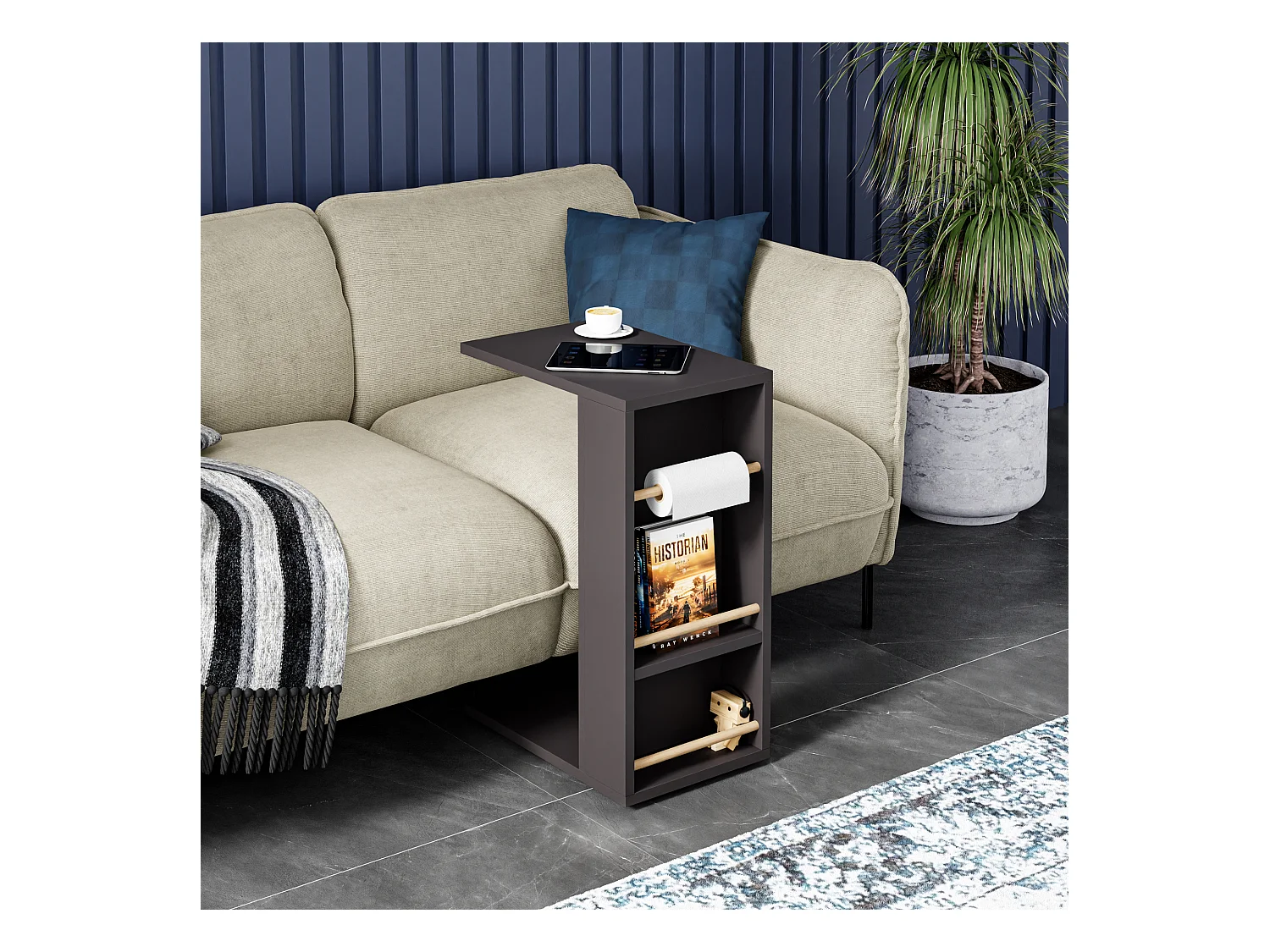 Table d'appoint Siikainen pour ordinateur portable 44 x 29 x 65 cm noir [en.casa]