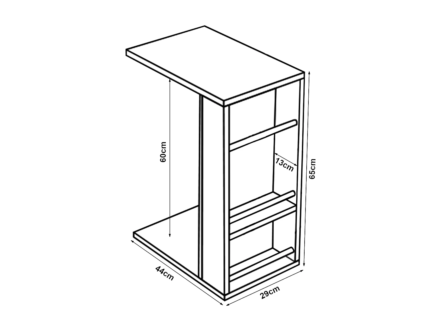 Table d'appoint Siikainen pour ordinateur portable 44 x 29 x 65 cm noir [en.casa]