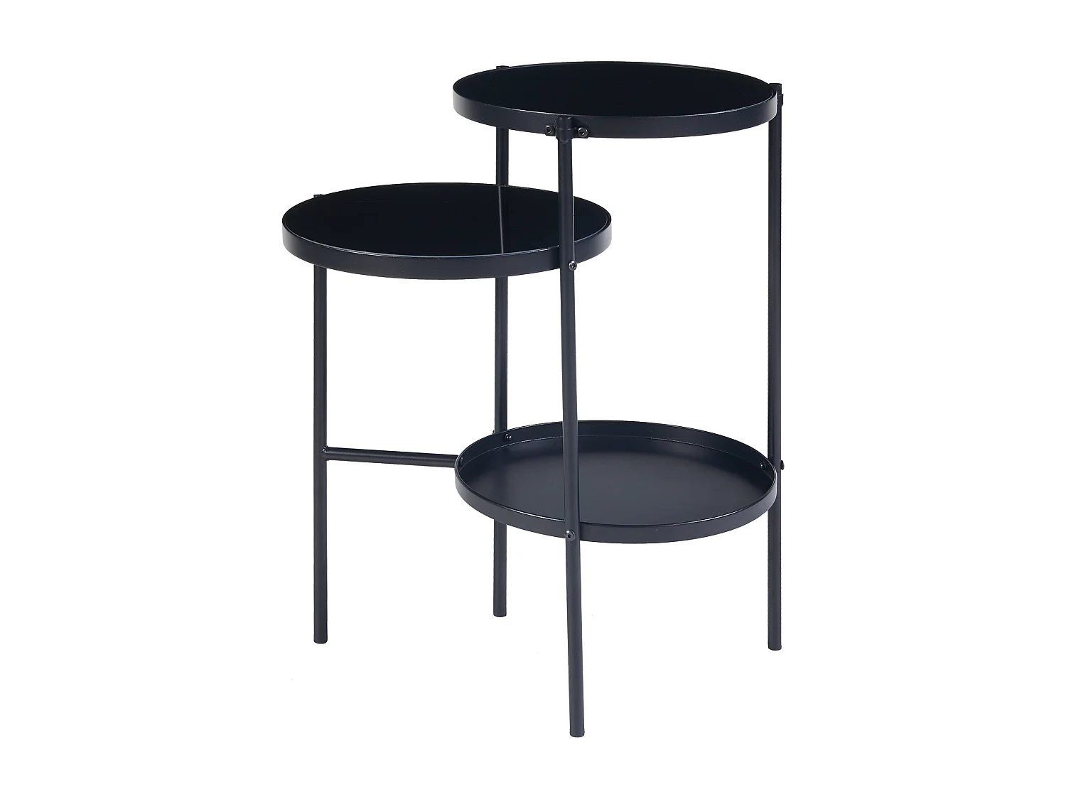 Table d'appoint Mölndal avec 3 plateaux métal 70 x 58 x 37 cm noir [en.casa]