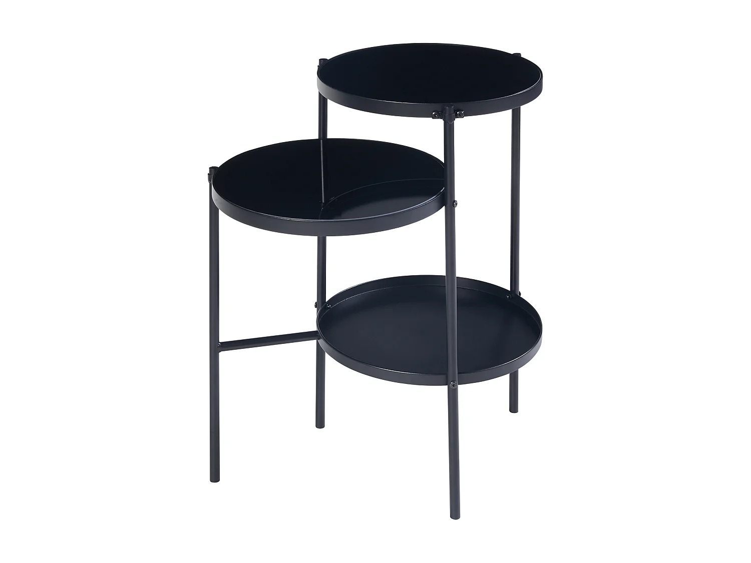 Table d'appoint Mölndal avec 3 plateaux métal 70 x 58 x 37 cm noir [en.casa]