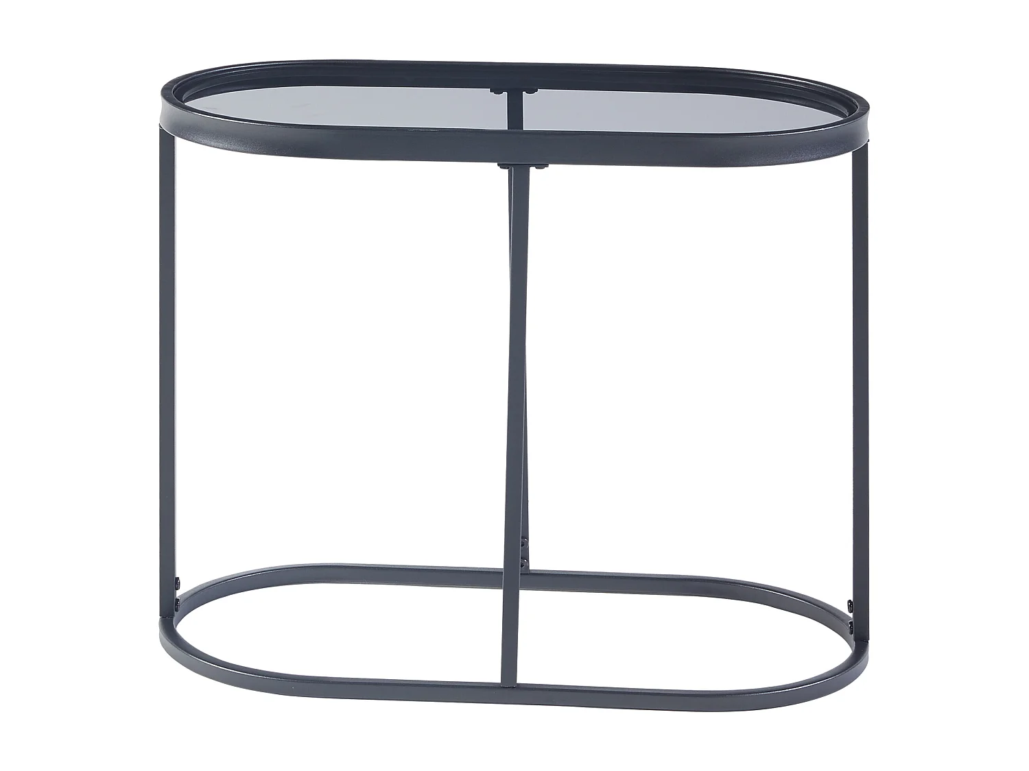 Table d'appoint Luleå avec plateau ovale métal verre trempé 55 x 28 x 45 cm noir [en.casa]