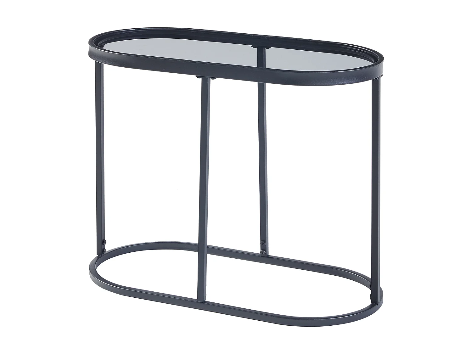 Table d'appoint Luleå avec plateau ovale métal verre trempé 55 x 28 x 45 cm noir [en.casa]