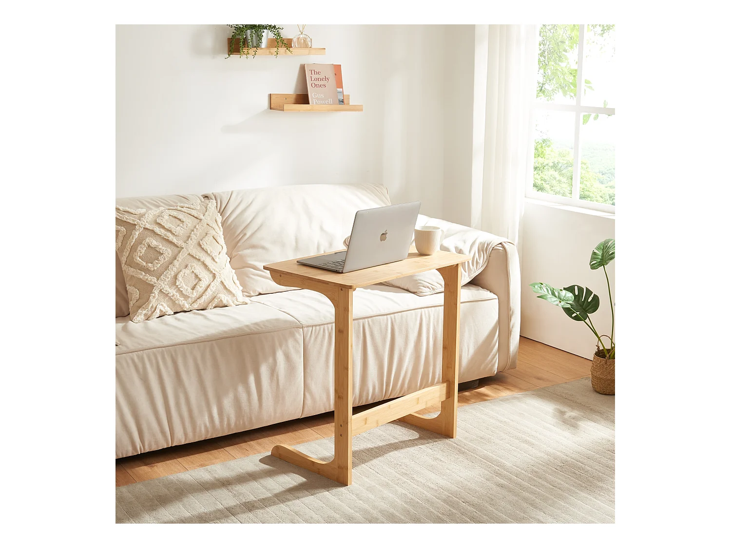 Table d'appoint pour ordinateur portable Hægebostad bambou 65 x 60 x 40 cm naturel [en.casa]
