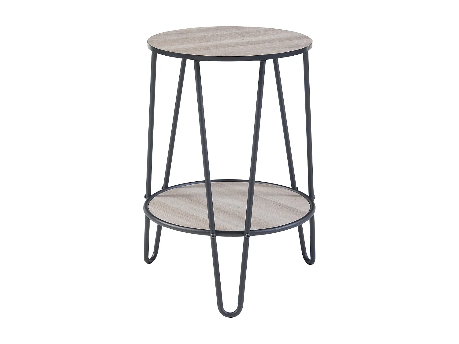 Table d'appoint Ylöjärvi avec étagère métal MDF 61 x 44 x 44 cm noir effet chêne [en.casa]