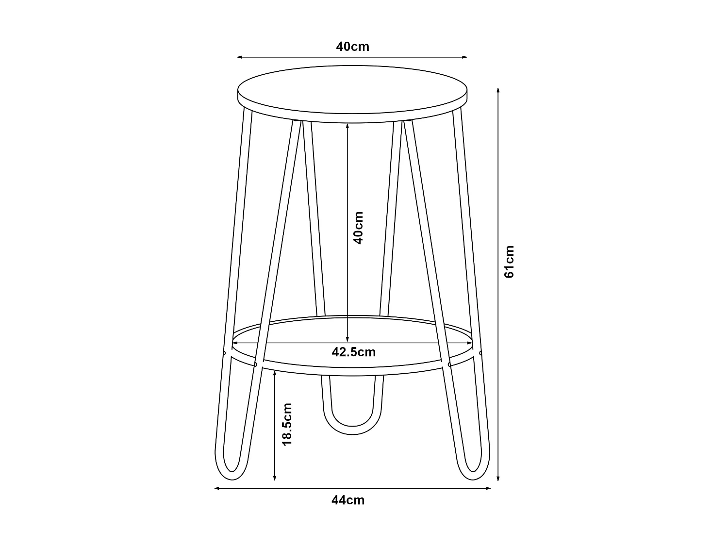 Table d'appoint Ylöjärvi avec étagère métal MDF 61 x 44 x 44 cm noir effet chêne [en.casa]