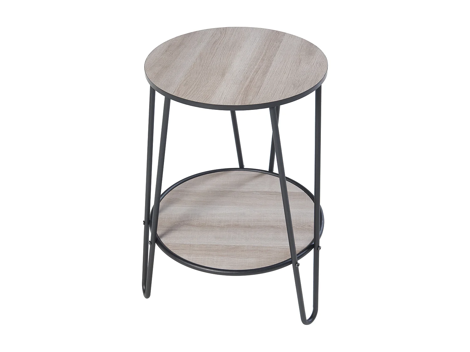 Table d'appoint Ylöjärvi avec étagère métal MDF 61 x 44 x 44 cm noir effet chêne [en.casa]