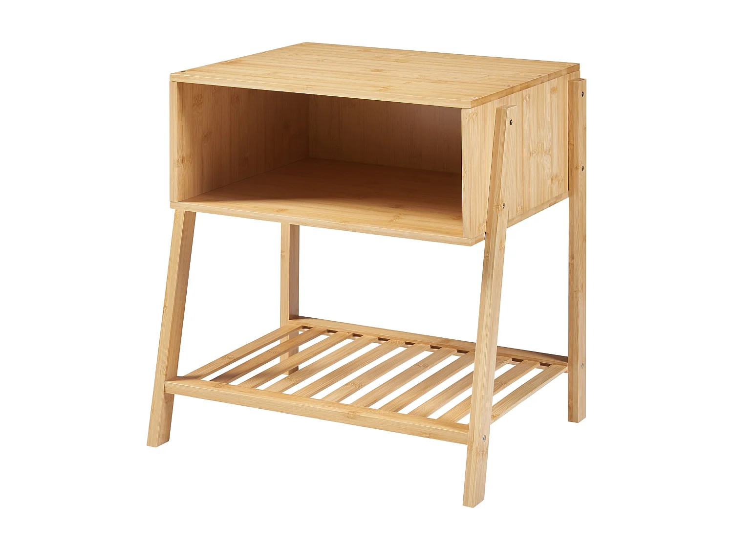 Table d'appoint Håbo avec 2 étagères bambou 50 x 45 x 36 cm naturel [en.casa]