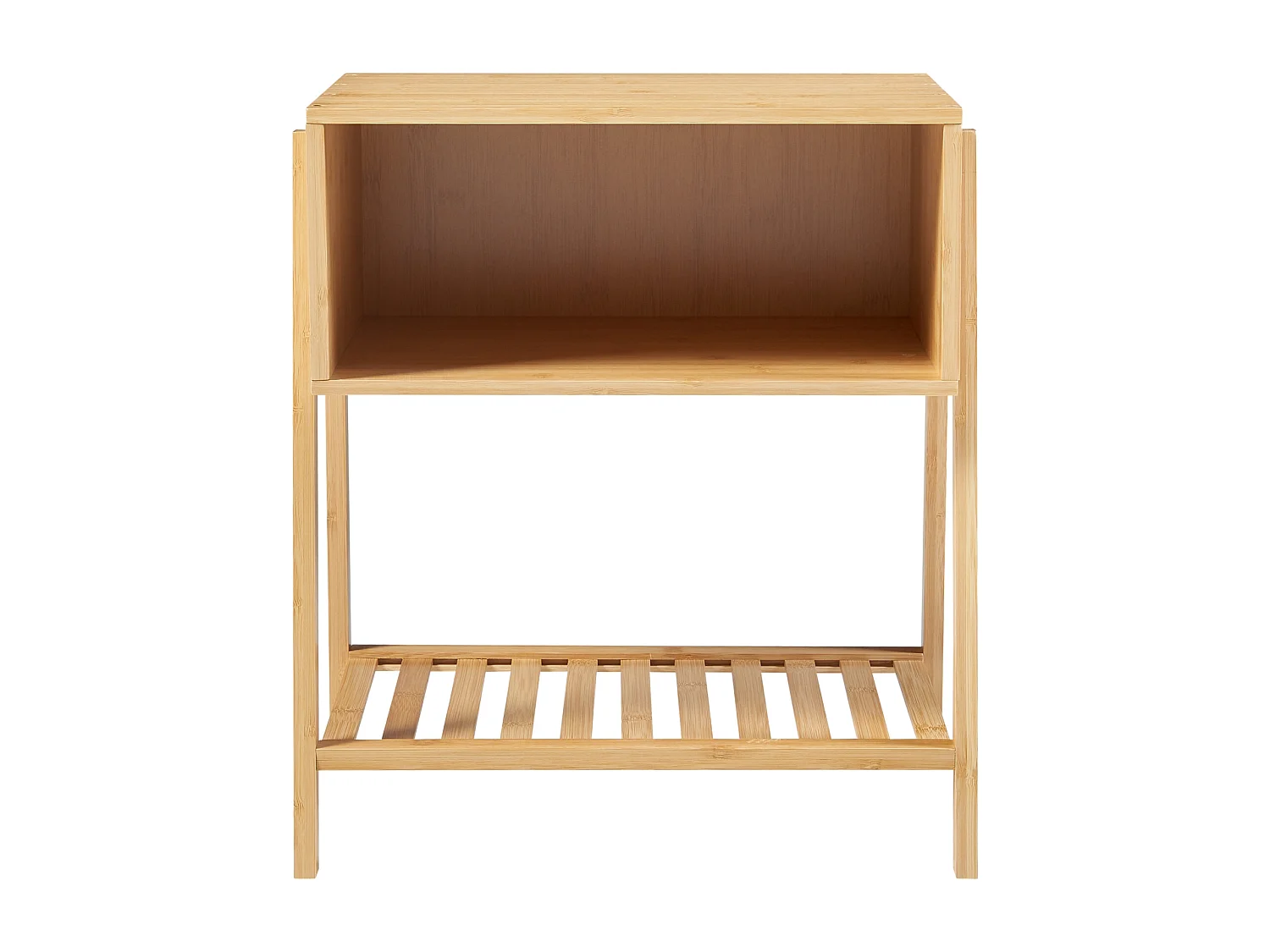 Table d'appoint Håbo avec 2 étagères bambou 50 x 45 x 36 cm naturel [en.casa]