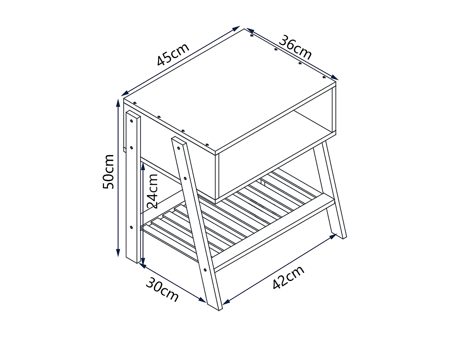 Table d'appoint Håbo avec 2 étagères bambou 50 x 45 x 36 cm naturel [en.casa]