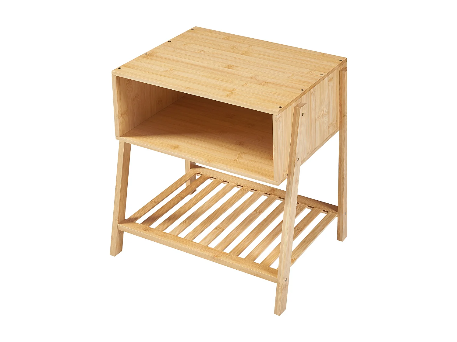 Table d'appoint Håbo avec 2 étagères bambou 50 x 45 x 36 cm naturel [en.casa]
