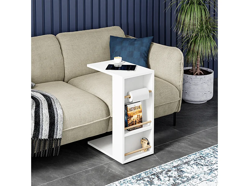 Table d'appoint Siikainen pour ordinateur portable 44 x 29 x 65 cm blanc [en.casa]