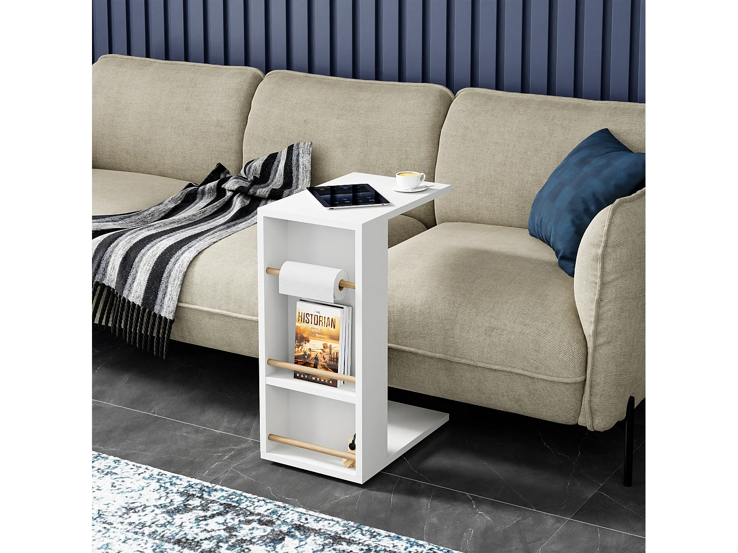 Table d'appoint Siikainen pour ordinateur portable 44 x 29 x 65 cm blanc [en.casa]