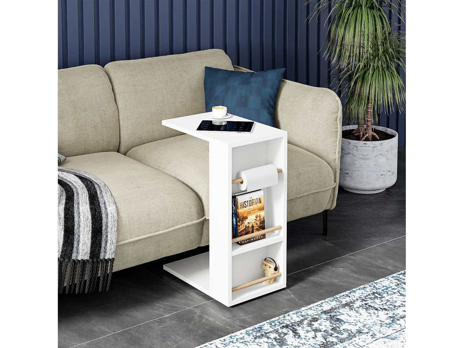 Table d'appoint Siikainen pour ordinateur portable 44 x 29 x 65 cm blanc [en.casa]