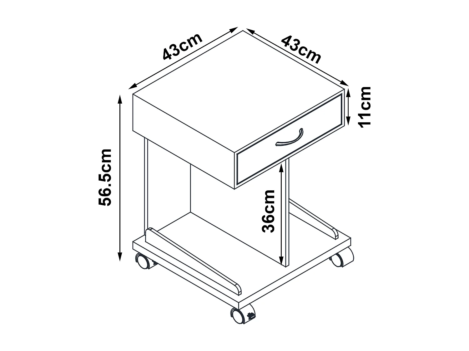 Table d'appoint à roulettes Jokkmokk avec tiroir et 2 étagères bambou 57 x 43 x 43 cm naturel [en.casa]