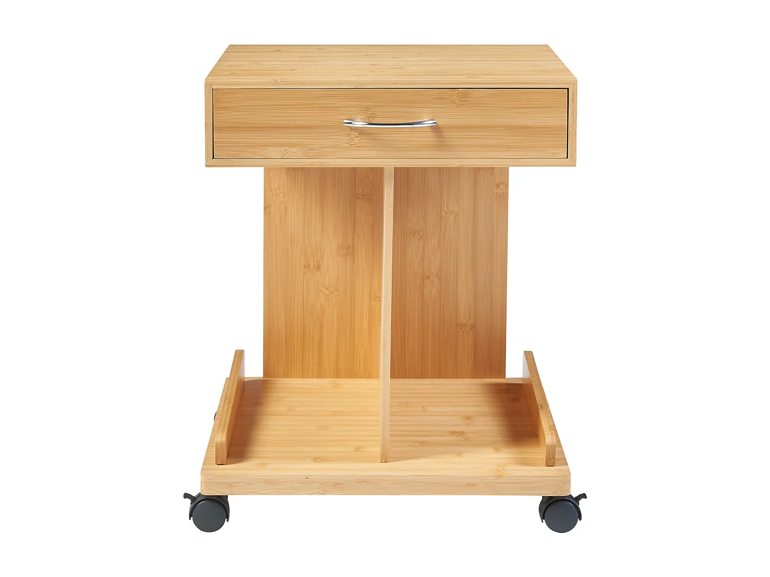 Table d'appoint à roulettes Jokkmokk avec tiroir et 2 étagères bambou 57 x 43 x 43 cm naturel [en.casa]