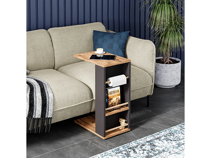 Table d'appoint Siikainen pour ordinateur portable 44 x 29 x 65 cm effet bois noir [en.casa]