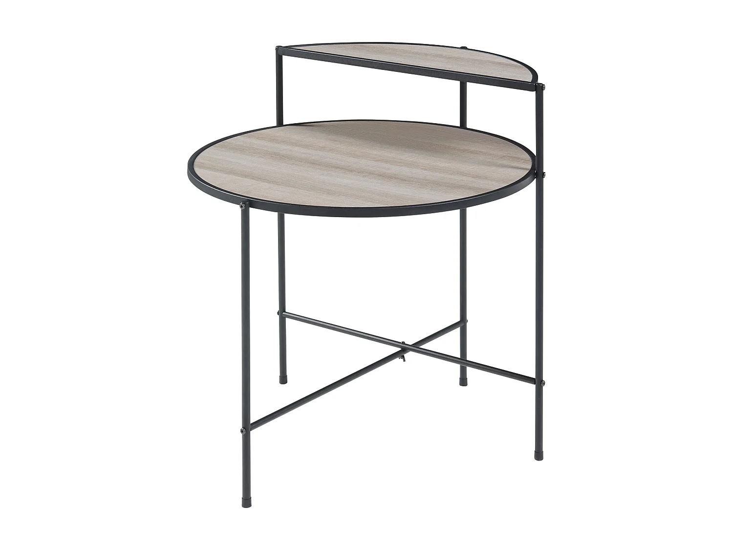Table d'appoint ronde Fyresdal avec étagère métal MDF 68 x 62 cm noir effet chêne [en.casa]