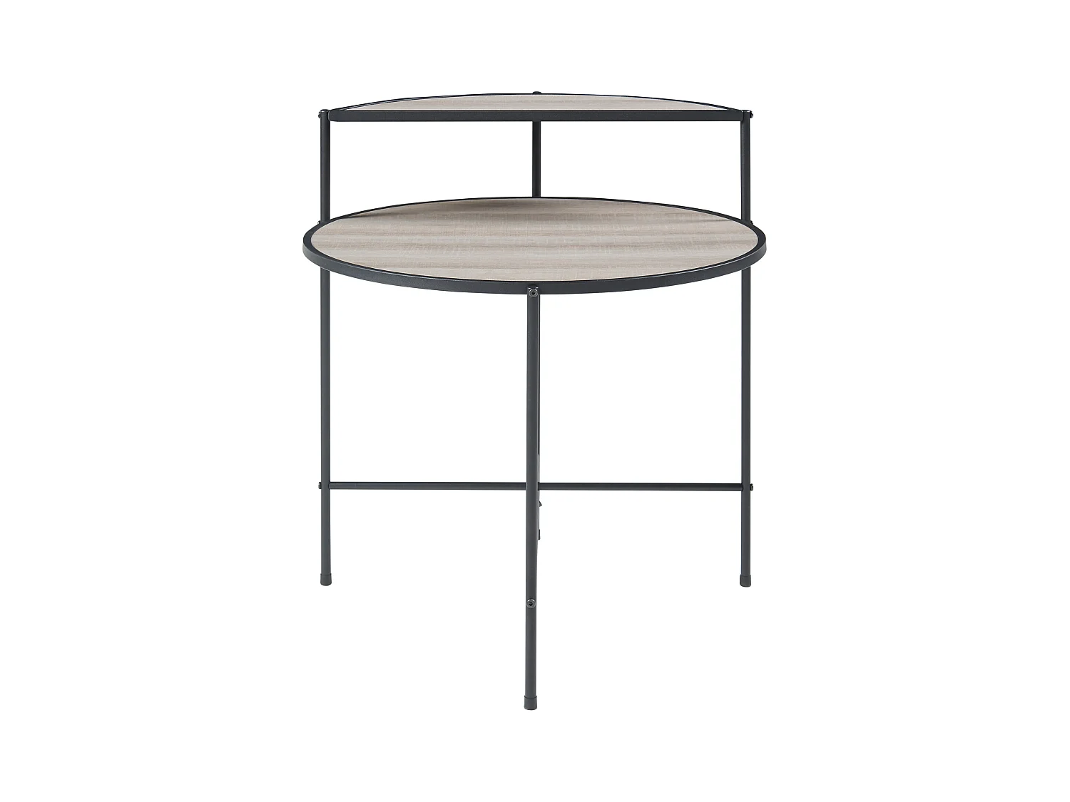 Table d'appoint ronde Fyresdal avec étagère métal MDF 68 x 62 cm noir effet chêne [en.casa]