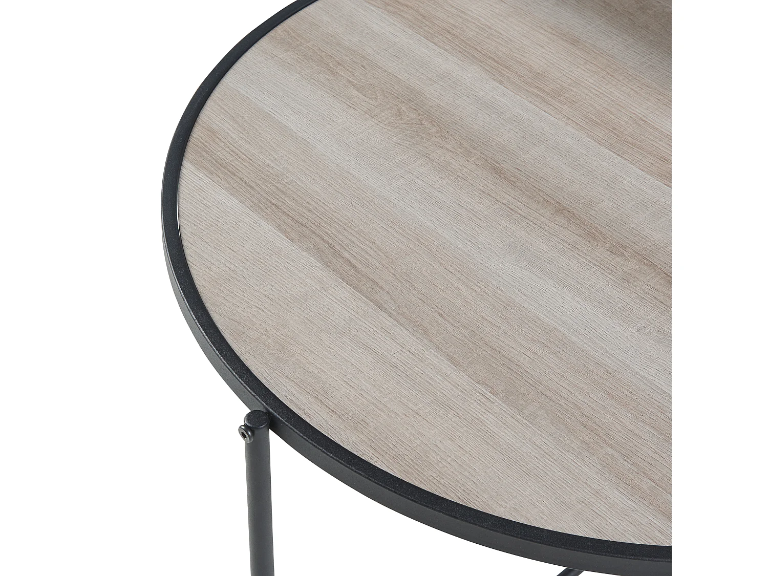 Table d'appoint ronde Fyresdal avec étagère métal MDF 68 x 62 cm noir effet chêne [en.casa]