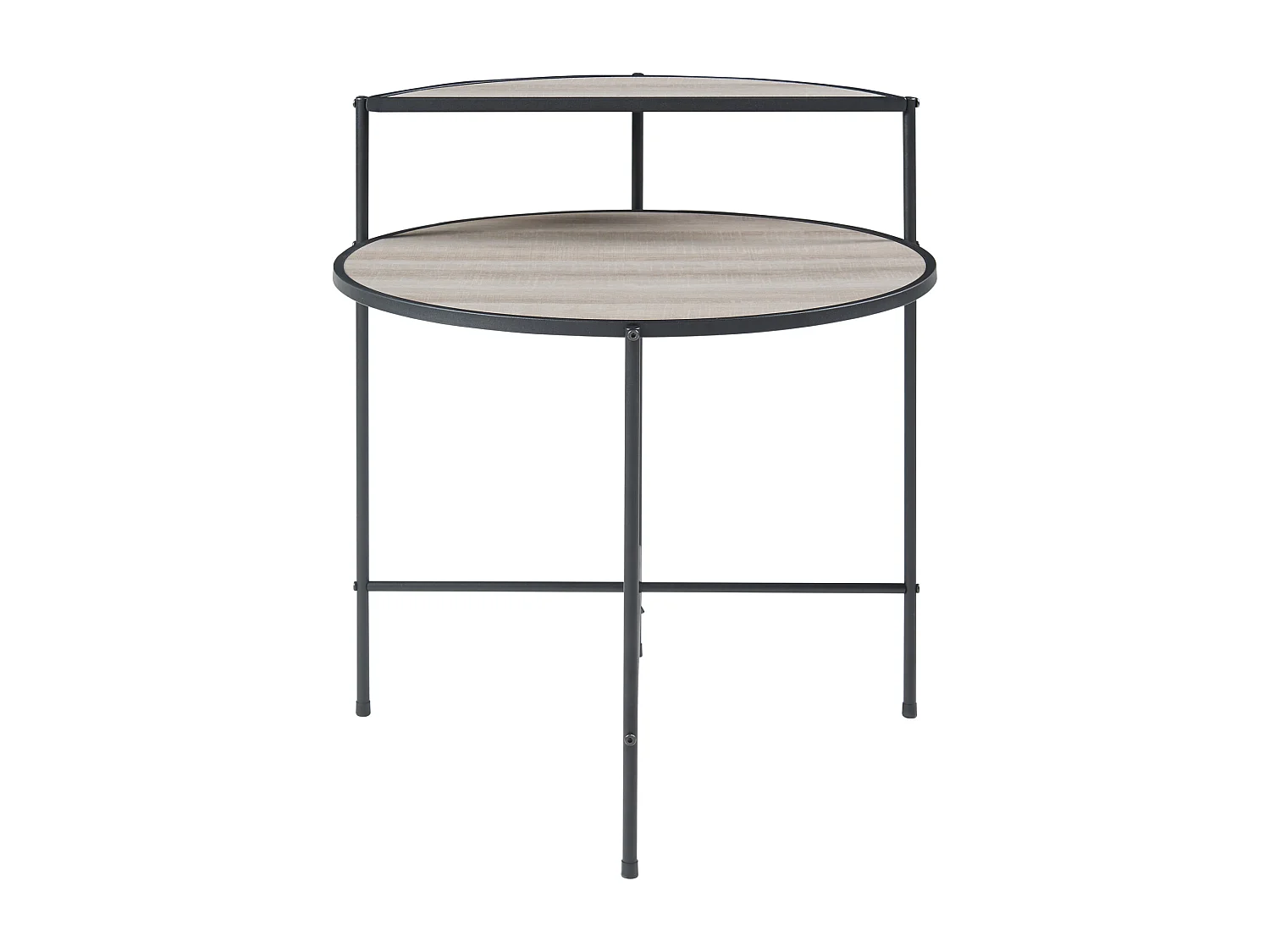 Table d'appoint ronde Fyresdal avec étagère métal MDF 68 x 62 cm noir effet chêne [en.casa]
