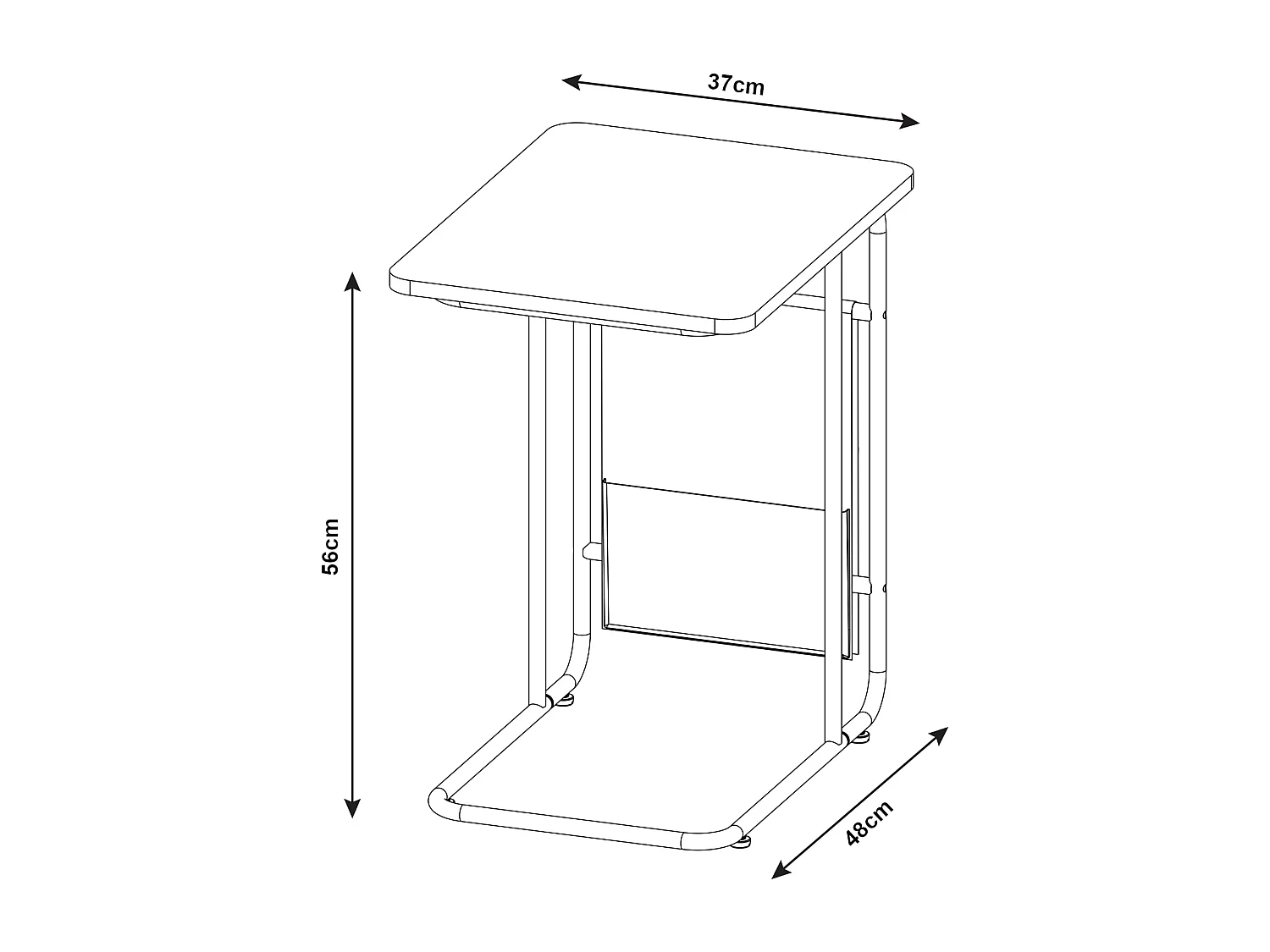 Table pour ordinateur portable Dyrøy 56 x 48 x 37 cm blanc effet chêne gris [en.casa]