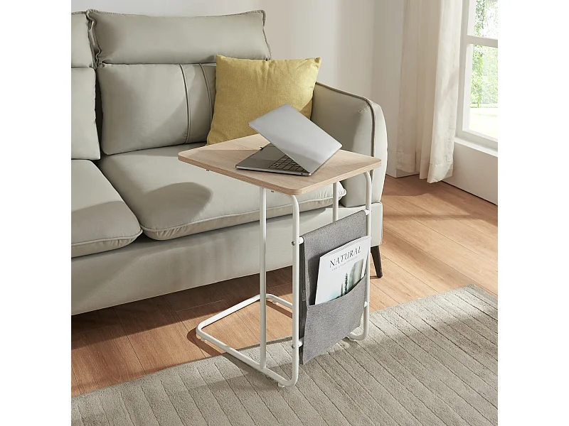 Table pour ordinateur portable Dyrøy 56 x 48 x 37 cm blanc effet chêne gris [en.casa]