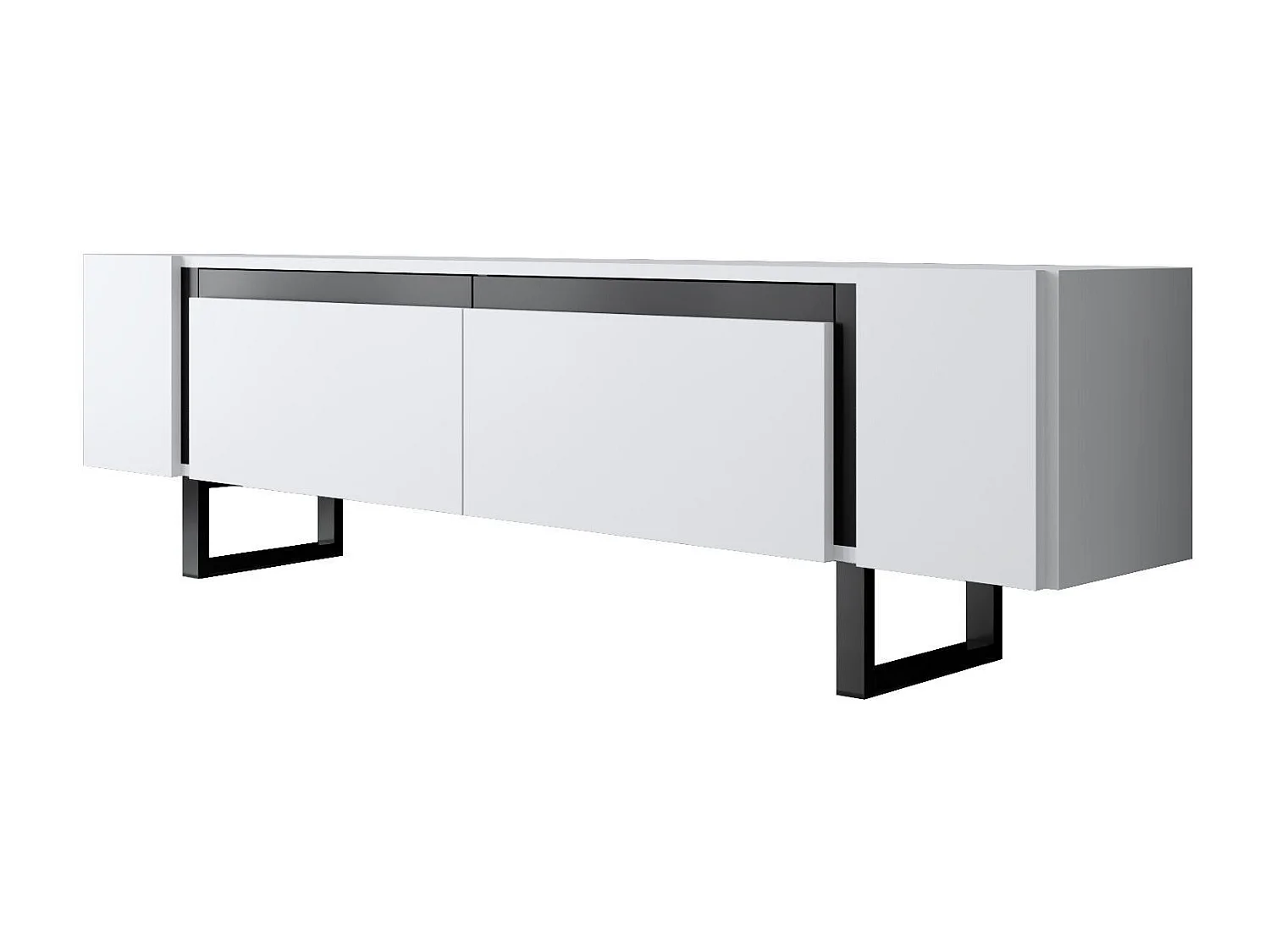 Móvel de TV – 180 cm x 50 cm x 30 cm – Branco e Preto – Aglomerado e Metal