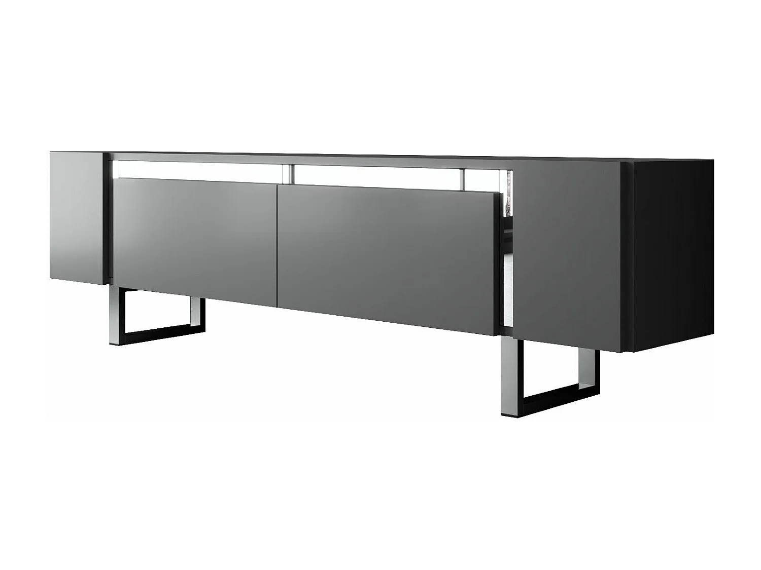 TV-meubel – 180 x 50 x 30 cm – Antraciet en zilver – Melamine gecoate spaanplaat