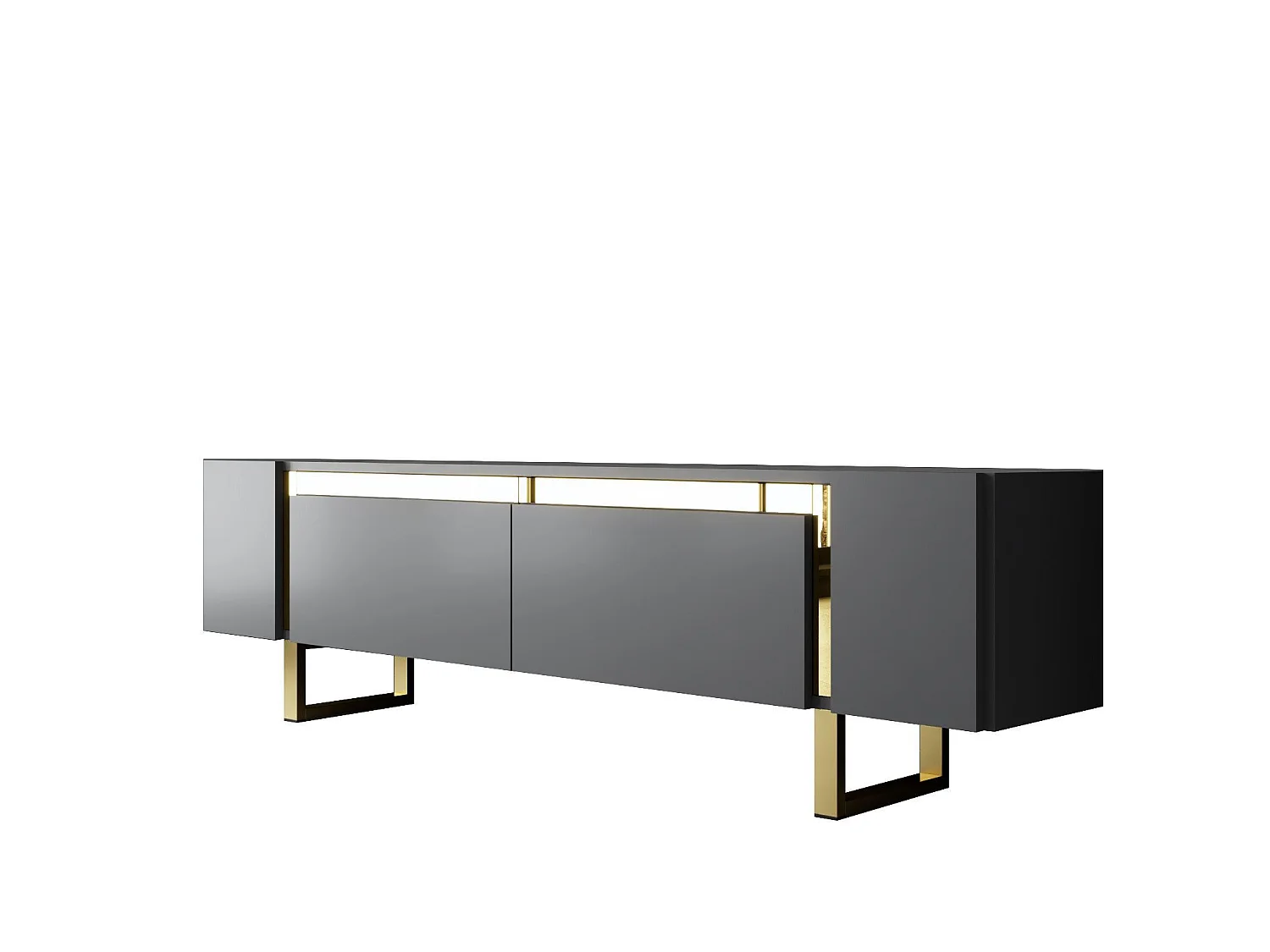 Mueble de TV – 180 cm x 50 cm x 30 cm – Antracita y Dorado – Tablero de Partículas Revestido de Melamina
