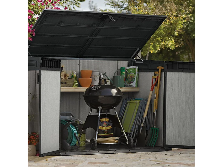 Cassa da giardino in resina BROSSIUM - 2100L - Grigio