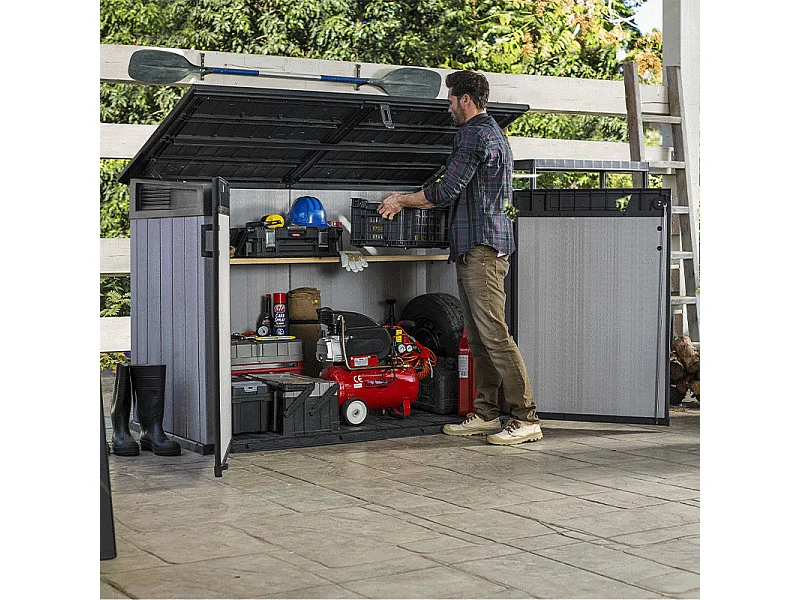 Cassa da giardino in resina BROSSIUM - 2100L - Grigio