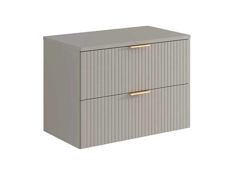 Szafka pod umywalkę wisząca ryflowana z blatem - Beżowy - szer. 80 cm - ZEVARA