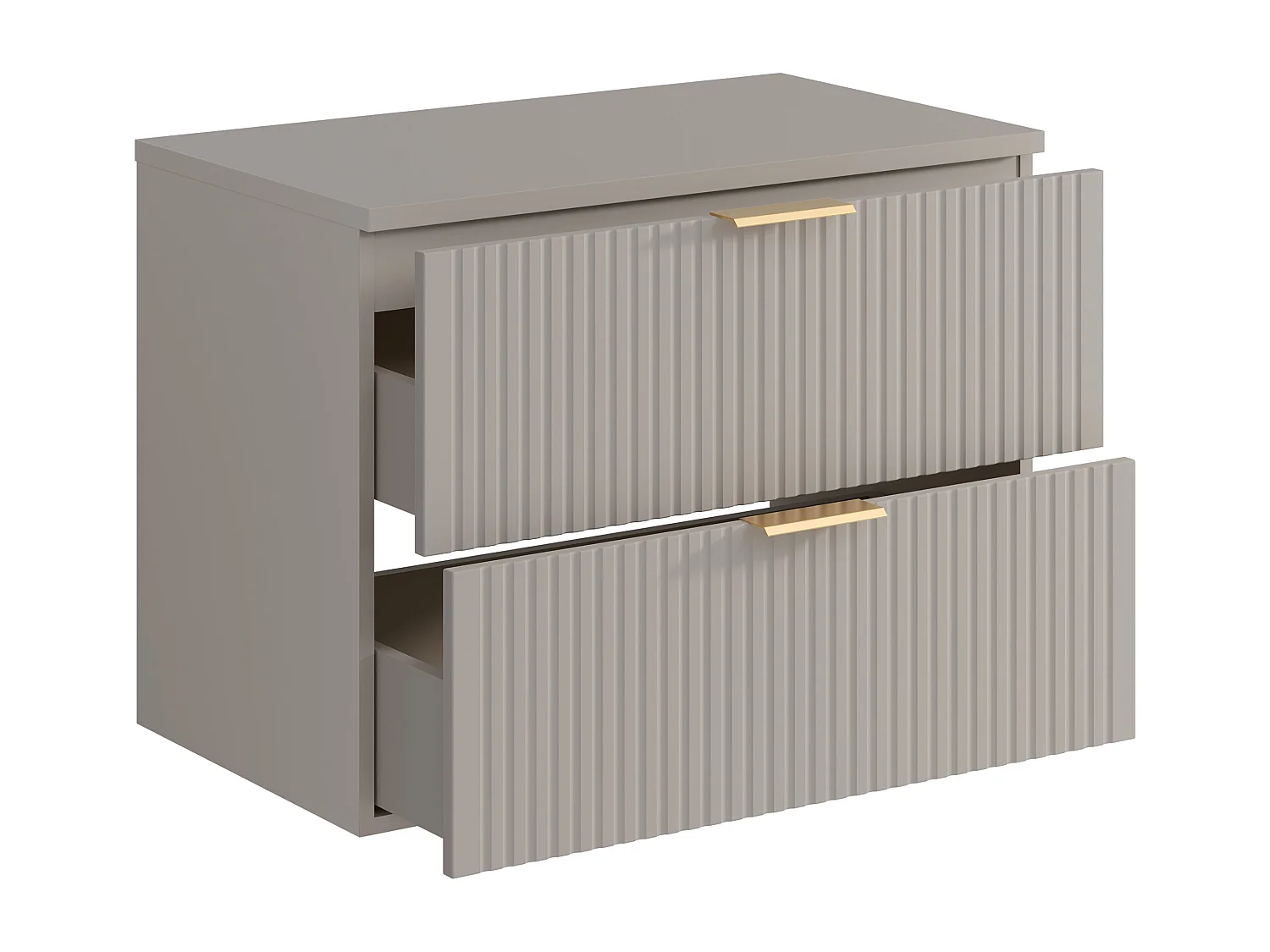 Mobile sotto lavabo sospeso con scanalature con piano di appoggio L80 cm Beige - ZEVARA