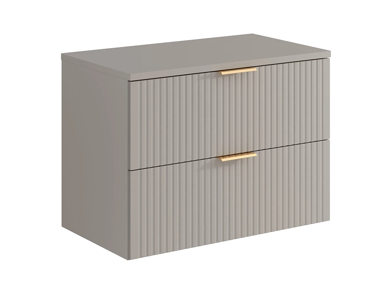 Meuble sous vasque suspendu strié avec planche - Beige - L80 cm - ZEVARA