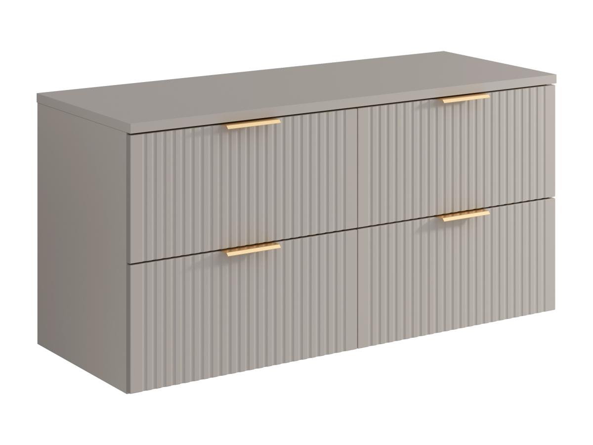 Waschbeckenunterschrank hängend mit Aufsatzplatte - Streifenoptik - Beige - günstig online kaufen