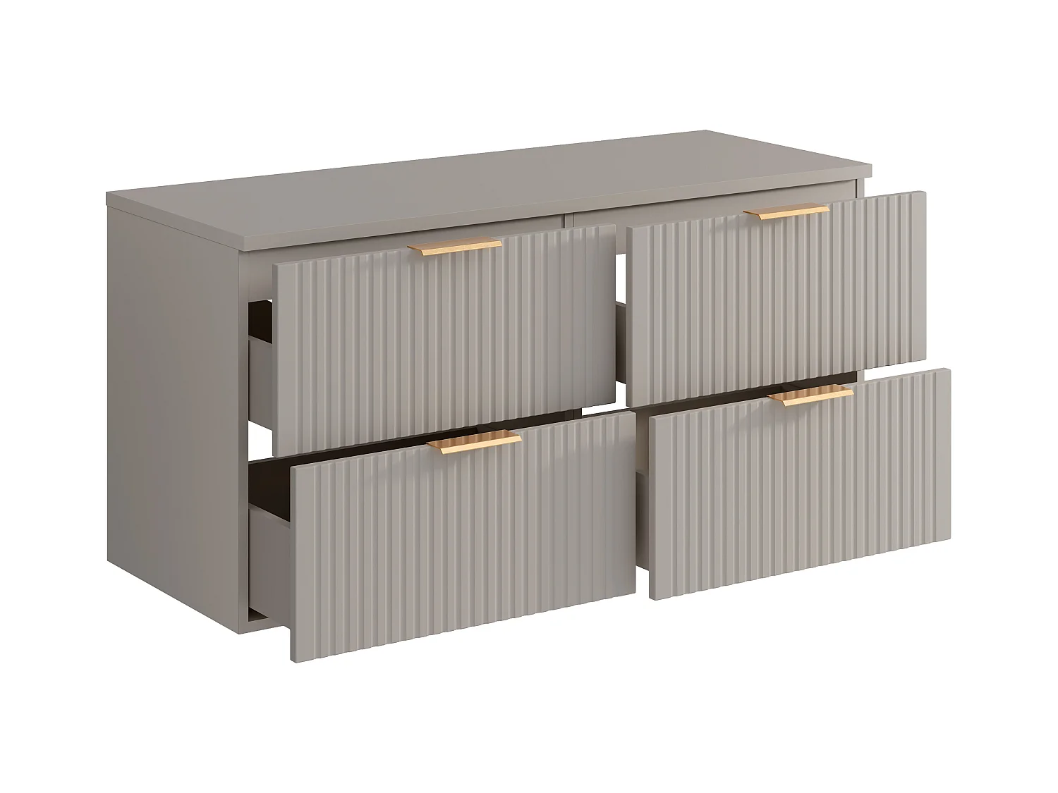 Mobile sotto lavabo sospeso con scanalature con piano di appoggio L120 cm Beige - ZEVARA